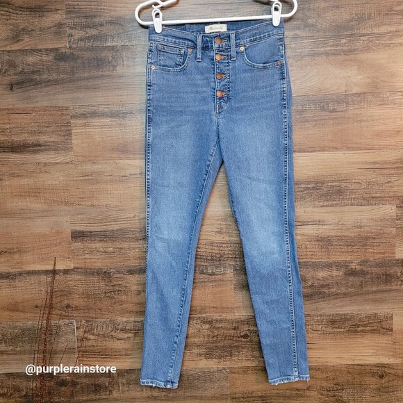 Madewell Jeans 27 Button Fly Skinny 10" High Rise Tummy Control Dewitt Wash - Picture 1 of 13